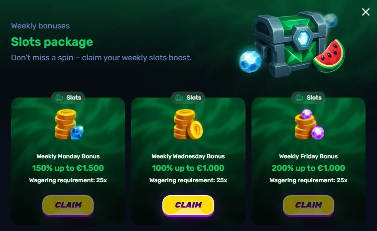 wino weekly slots